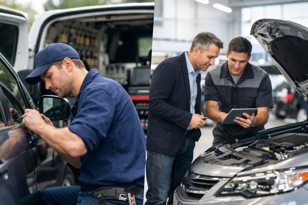 Cerrajero móvil vs agencia automotriz: qué conviene